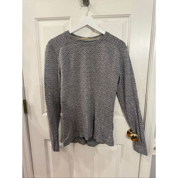 Smartwool Gray Chevron Stripe 250 Merino Base Layer Top sz XL NWOT - Picture 1 of 7